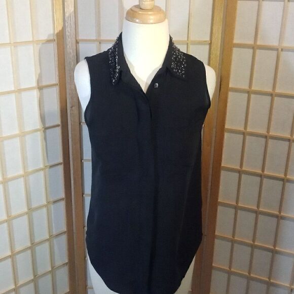 Madewell S Rhinestone Silk Blouse - Picture 1 of 16